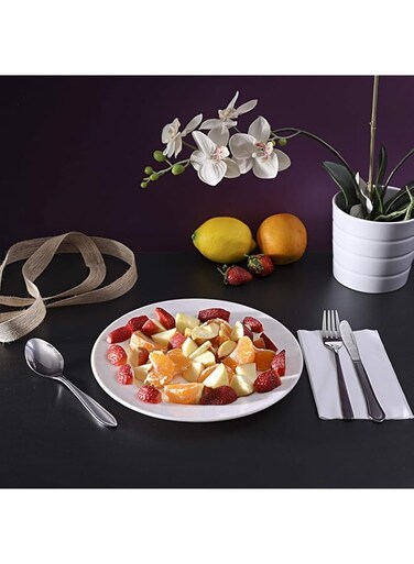 Royalford 10" Melamine White Pearl Dinner Plate Plate - Soup Deep Plate Pasta Plate   plate with playful Classic decoration, dishwasher safe   Ideal for Soup, Deserts, Ice Cream &amp; More