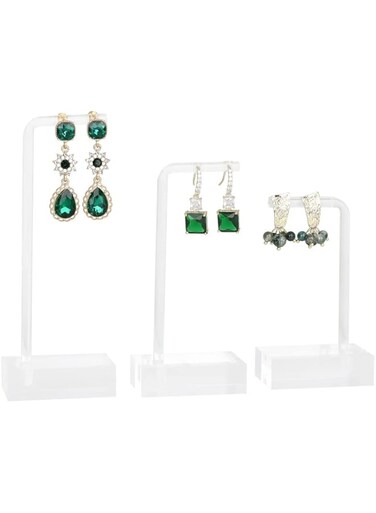 GemeShou clear t bar earring displays for jewelry, cute earring holder stand for show, transparent hoop earring hangers mini acrylic online business