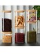 Glass Jars Set 750ML,1150ML &amp; 1500ML, Food Storage Containers for Kitchen, Spice jars With Labels, Marker and spoons, Square 10cm Mixed Size 6 Pieces With Wood Lid.