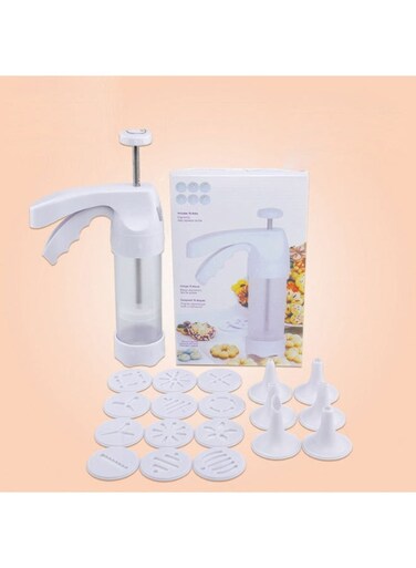Press Tool &acirc;&euro;&ldquo; Cookie Press Set with 12 Discs &amp; 6 Icing Tips, Includes Mini Cookie Cutters, Ideal for DIY Baking &amp; Decoration