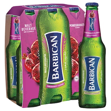 باربيكان زجاجة مشروب الشعير الخالي من الكحول بنكهة الرمان ، 330 ملل، عبوة من 6 حزمة