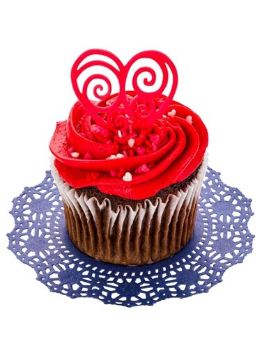 Restaurantware Disposable Paper Lace Doilies - Navy Blue - Round - Use with Cakes, Desserts, Baked Goods, Weddings, Decoration - 4" x 4" - 100ct Box - Pastry Tek -