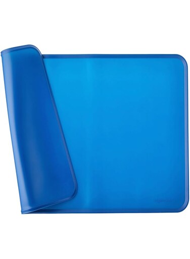 Amazon Basics Waterproof Anti-Slip Silicone Pet Food and Water Bowl Mat - 24 x 16 Inches, Blue