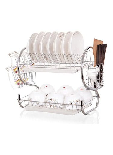 Stainless Steel Dish Drying Stand Silver 41cm