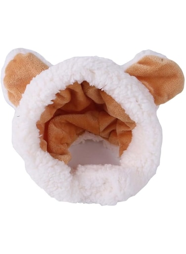 HALAMODO Pet Costume Hat - Adjustable Soft Warm Bear Headwear for Cats Kitty and Small Puppy Dogs Plush Bunny Ears for Cosplay Party Dress Up