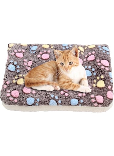 Cozy Cat Calming Blanket, Dog/Cat Blanket with Cute Paw Prints,Super Soft Pet Blanket Flannel Throw, Warm Pet Mats, XL