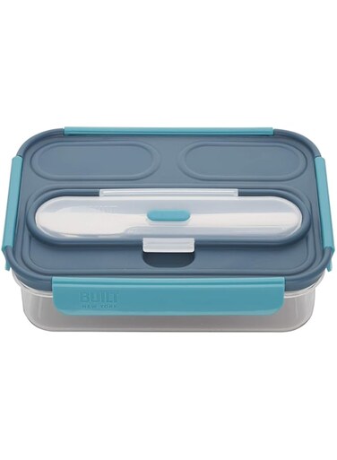 BUILT Gourmet 3 Compartment Tritan Bento with Ice Pack, 5-Piece, Teal