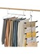 X spring Magic Pants Hangers, 2 Pcs Non Slip Stainless Steel Multi Functional 5 Layers Heavy Duty Trouser Organizer, Space Saving Pants Hangers for Clothes Scarves Ties Trousers (Black)