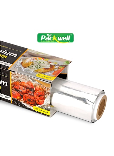 Packwell 30 cm Aluminum Foil 1.4kg foil paper PWAF301002 Premium-Quality, BPA-Free, Food Grade and Hygienic Silver