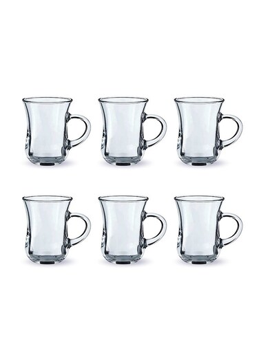 Glass Tea Mug Set 155ml Coffee &amp; Tea Cups,Crystal Clear , Durable, Heat-Resistant (Set of 6)