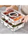 2pcs Refrigerator Organizer Box,Divided Food Storage Container Fruit Storage Bin w/ 4 Drain Basket,Stackable Vegetable Strainer Box for Fridge Pantry Freezer Snack Box for Candy Nuts (4 Drain-A)