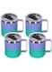 Volhoply 14oz Insulated Stainless Steel Coffee Mug with Lid Bulk 4 Pack,Double Wall Vacuum Travel Coffe Cup with Handle,Reusable Thermos Tumbler,Camping Mugs Keep Hot,Christmas Gifts(Purple Green,4)