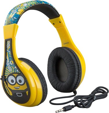 Kiddesigns Minions The Rise Of Gru Wired Headphones, Built In Volume Limiting Feature For Kid Friendly Safe Listening, Adjustable 3 Volume Settings, Great Stereo Sound 3.5mm Connectivity