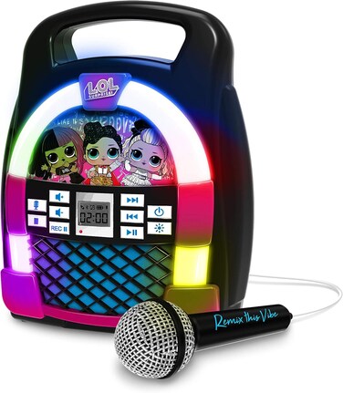 Ihome Kiddesigns Lol Surprise Bluetooth MP3 Sing Along Karaoke Machine, Kids Wireless Rechargeable Portable MP3 Karaoke With Mic, Multi Colored LED Light Show, Ll-553