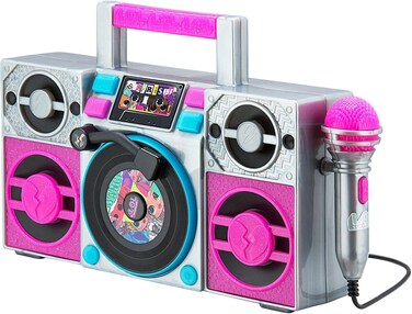 L.O.L. Surprise! OMG Remix Karaoke Machine Sing Along Boombox With Real Karaoke Microphone For Kids, Built In Music, Pink