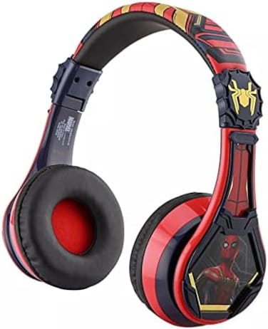 Ekids Spider-Man Wireless Bluetooth Portable Kids Headphones With Microphone, Volume Reduced To Protect Hearing Rechargeable Battery, Adjustable Kids Headband For School Frustration Free Packaging