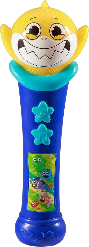 Ekids Kiddesigns Pink Fong Sing Along Microphone For Kids, Real Working Microphone, Built In Music LED Flashing Light And Speaker, Kids Toys Portable Karaoke Machine, Baby Shark's Big Show