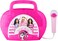 Ekids Barbie Sing Along Boombox With Microphone, Built In Music, Flashing Lights, Real Working Mic For Kids Karaoke Machine, Connects MP3 Player AUX In Audio Device
