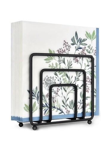 Azonee Napkin Holder for Table, Freestanding Metal Paper Holder for Kitchen Countertop, Heavy Duty Napkin Paper Organizer, Modern Napkin Holder for Countertop, Farmhouse Tissue Holder, Black