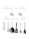 HOMEBROS Kitchen Utensil Hanger, White Adhesive Utensil Holder Wall Mount Kitchen Utensil Rack Rail with 12 Kitchen Hooks Space Saving No Drilling for Kitchen Pantry Camper 2 Pcs
