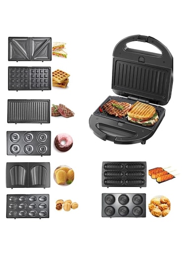 Wtrtr HALEY Sandwich Maker,8-in-1 Multi Snack Maker,Detachable Sandwich, Grill, Waffle Making Plates with Bakelite Coating, 1-Year Warranty (8 In 1)
