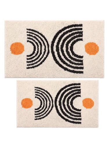Azonee 2PCS Bathroom Rugs Water Uptake, , Indoor Entryway Rugs Non Slip, Washable Microfiber Abstract Floor Mats for Bathroom Floor, Toilet, Bedroom, Kitchen, Door Entrance