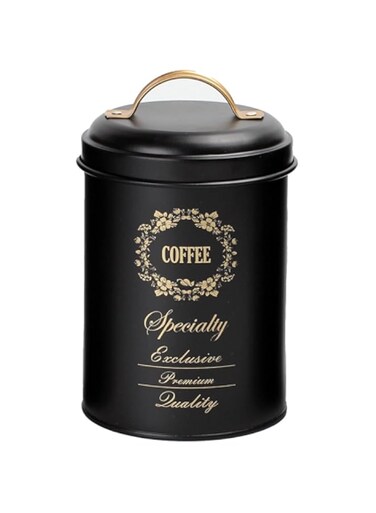 CUISINE ART Coffee Canister with Golden Logo, Black