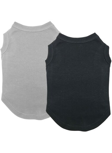 Chol&amp;Vivi Shirts for Dog Plain Clothes, Dog T Shirt Vest Soft and Thin, 2pcs Blank Clothes Shirts Fit for Extra Small Medium Large Extra Large Size Dog Puppy, Large Plus Size, Black and Grey