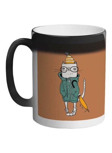 Cartoon Printed Colour Changing Coffee Mug Black 11ounce