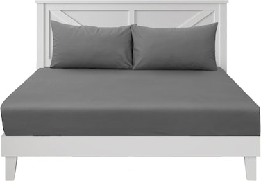 Zen Premium Quality TC 250 Cotton Rich Fitted Sheet Set - Gray, Double
