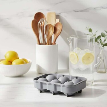 Home Round Ice Mold 6 Compartment - Grey