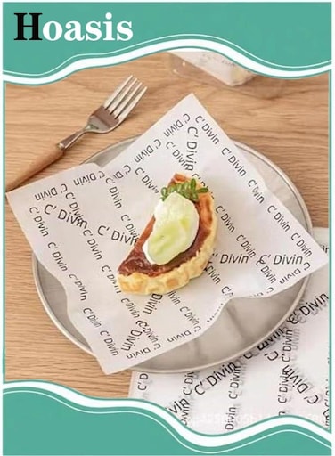 100Pcs Wax Paper Sheets for Food, Basket Liners&iuml;&frac14;&OElig; Food Picnic Paper Sheets&iuml;&frac14;&OElig; Greaseproof Deli Wrapping Sheets,BBQ paper,White background with printed French text