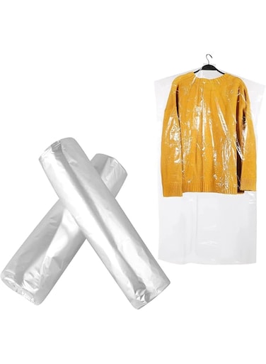 SYOSI 50Pcs Garment Bags Clear Clothing Dust Cover Hanging Closet Storage Bags Shoulder Protectors Cover Shield for Home Closet (60 * 150cm, Style 01-Clear)