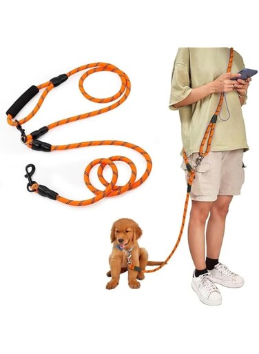 Aputue Hands Free Dog Leash, 2.6m Crossbody Rope Nylon Dog Cat Leashes, Adjustable Training Hands Free Leash for Small, Medium and Large Dogs Walking, Jogging and Running