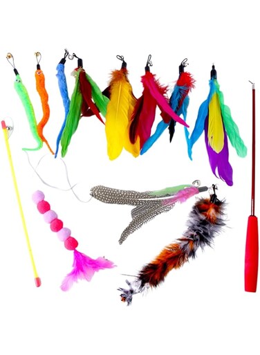 STAYOUNG 10 PCS Cat Toys, Interactive Cat Toy with Bells, Cat Stick Toy, A Quick Way to Get Your Cat&#39;s Attention, Suitable for Indoor Cats Kitten Play Chase Exercise