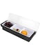 GUPE Fruit Veggie Condiment Caddy with Lid, Multifunctional Seasoning Box Bar Condiment Box with Side Handle, Commercial Fruit Case Plastic Dispenser Tray for Ice Cream, Fruit, Salad (3 Compartments)