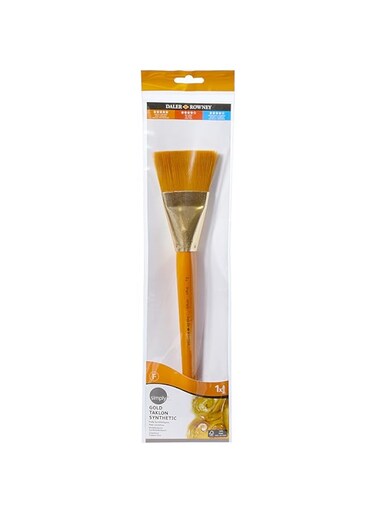 Daler Rowney Simply Gold Taklon 2" Synthetic Hair Acrylic Brush Set with a Long Handle, Ideal for Entry-Level Artists &amp; Hobbyists