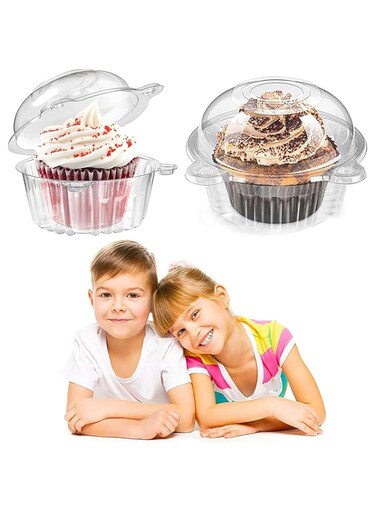 Silk Route - 50 Pack Cupcake Containers, Cupcake Holders, Disposable Clear Plastic Single Cupcake Muffin Dome Holders Cases Individual Cupcake Boxes Bulk for Wedding, Party Cake, Muffin, Fruit Salad