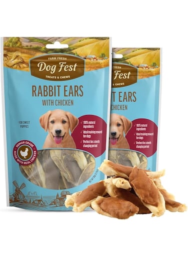 Dog Fest Rabbit ears with chicken for puppies - 90g (3.17oz)