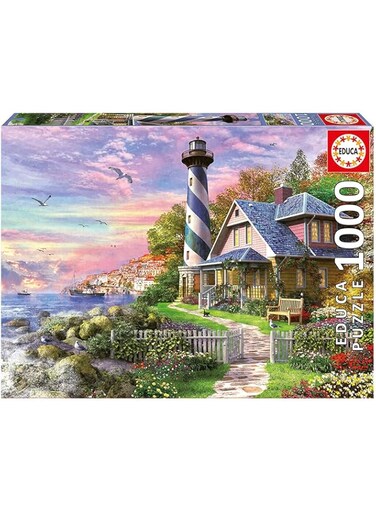 Educa - 1000 piece puzzle for adults   Lighthouse in Rock Bay. Includes Fix Puzzle glue. From 14 years old (17740)