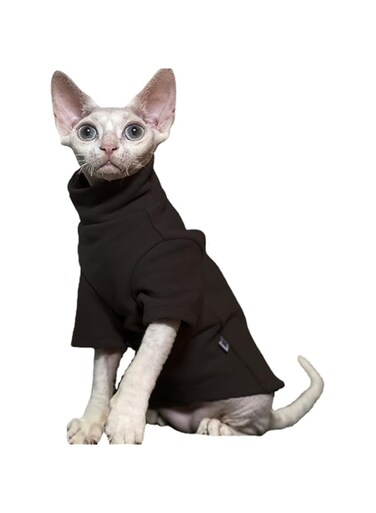 DUOMASUMI Sphynx Cat Clothes Self-Heat Baby Soft Winter Kitten Clothes for Hairless, Cornish, Devon, Peterbald Cat (S)