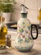 Italian Style Ceramic Olive Oil Dispenser &acirc;&euro;&ldquo; Hand Painted Oil Bottle with Handle and Stainless Steel Spout