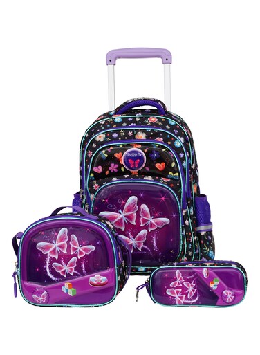 StarKids Kids Roller Schoolbag 3 Piece Set 18 inch - Purple