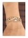 Cream Color Line Patterned Metal Hook Men's Bracelet