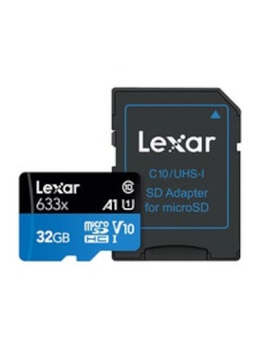 MicroSD HC UHS-I Class 10 Memory Card 32gb With Adapter Black/Blue