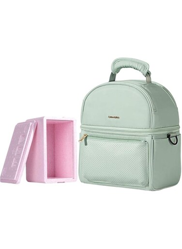 SUNVENO Premium Insulated Lunch Bag with Thermo Box Waterproof Milk Bottle Bag (Green, 11 L)