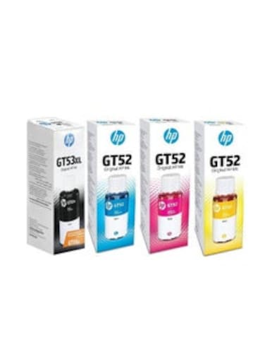 GT53XL (Black) + GT52 (Cyan, Yellow, Magenta) Pack of 4 Bundle Multicolor