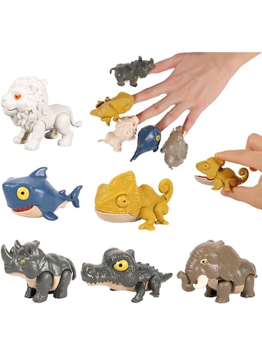 NALACAL 6pcs Finger Biting Toys, Finger Bite Animals Figure, Chomp Toys Plastic, Novelty Finger Toys, Hand Dolls Props, Movable Joint Toys, Animal Action Figures for Boys Kids Birthday Party Holiday