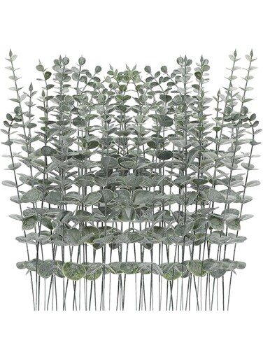 Artigreen 100Pcs Artificial Eucalyptus Leaves Fake Eucalyptus Real Touch Leaves Faux Branches for Wedding Bouquet Home Bedroom Office Bathroom Farmhouse Room House Indoor Decor