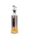 Oil Bottle 300ml Oil Dispenser Bottle Stainless Steel embedded Glass Oil Cruet Bottle with Measuring Scale for Olive Oil Sauces Vinegar Leak Proof bottle with Auto Flip Non Drip Spout